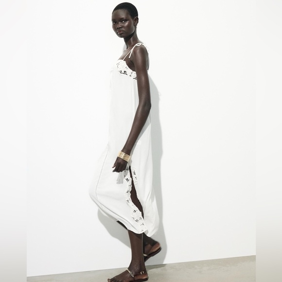 Zara White Maxi Dress with Lace Details - Picture 10 of 13